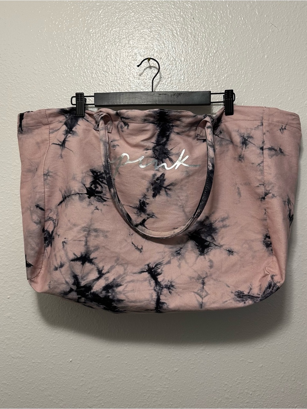 PINK Victoria's Secret Pink and Black Tie-Dye Canvas Tote